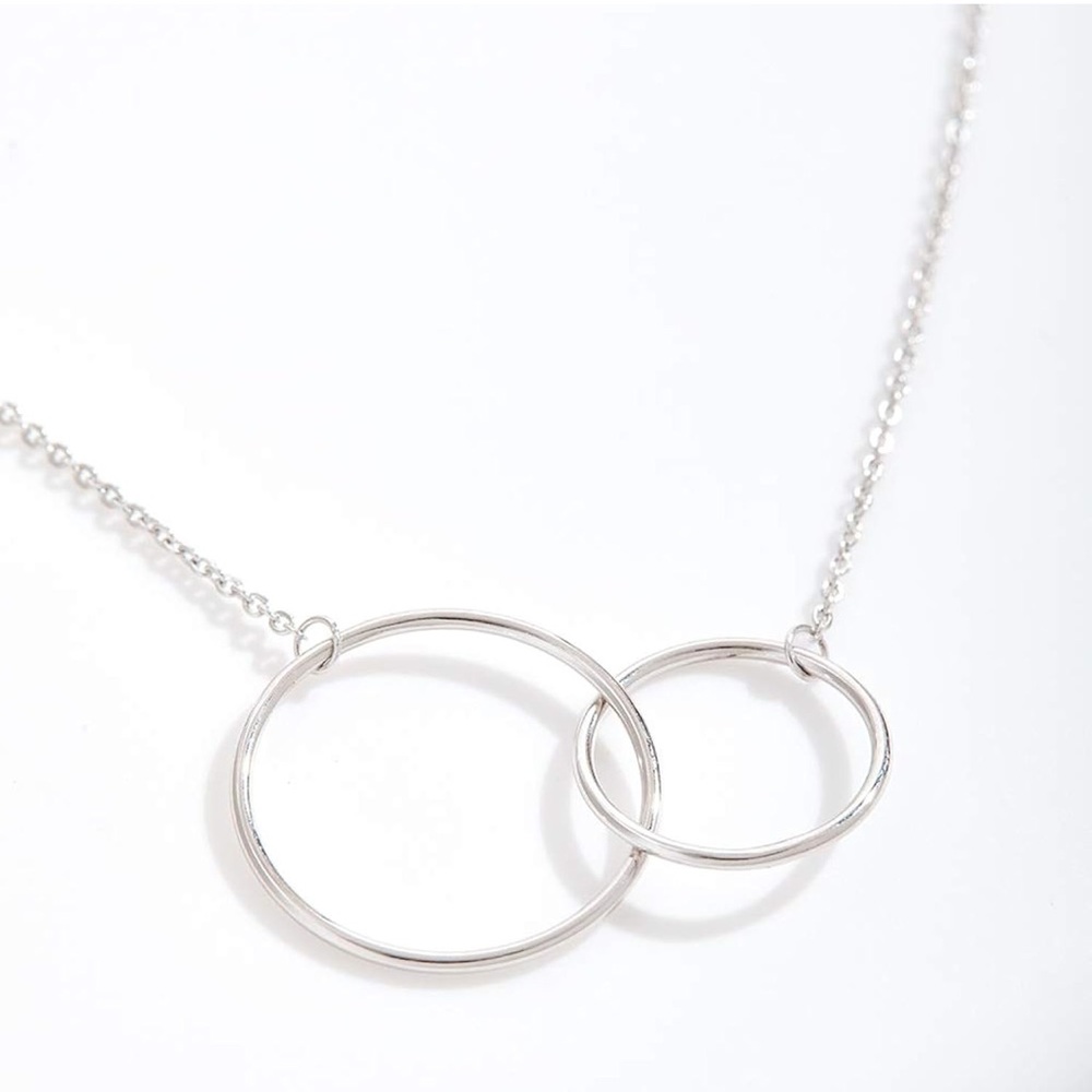 Elegant sterling Silver mother & daughter Double Circle Necklace